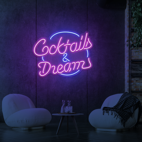 "COCKTAILS & DREAMS" NEON SKILT