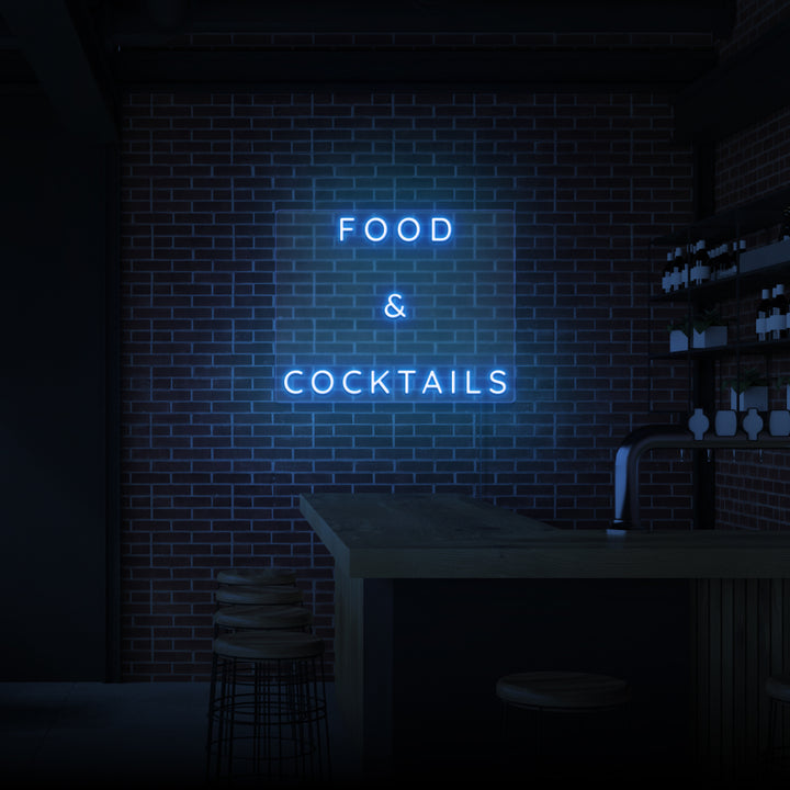 "FOOD & COCKTAILS" NEON SKILT