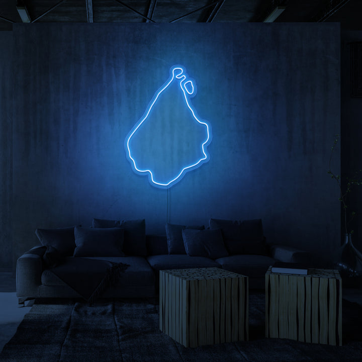 LED neonskilt med Amager i blå