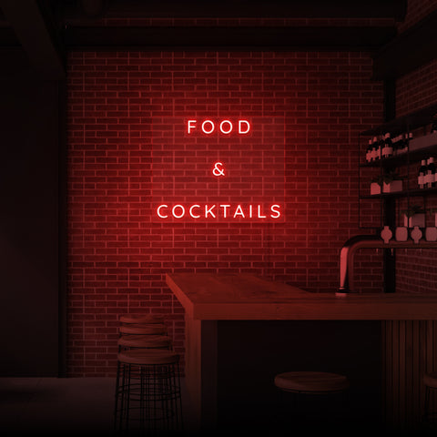 "FOOD & COCKTAILS" NEON SKILT