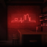 "HEARTBEAT CITY" NEON SKILT